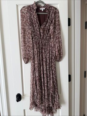 Shona Joy Brown Floral Long Sleeve Maxi Dress